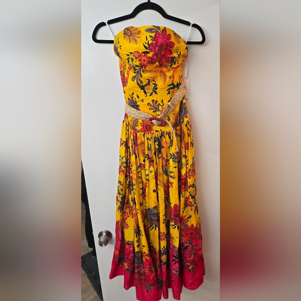 Zimmermann Ginger Midi Dress In Yellow and Pink Floral size 0 NWT